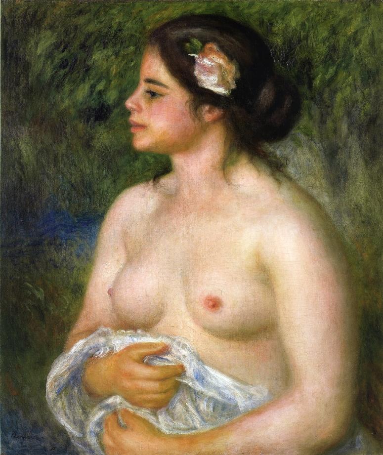 Gabrielle with a Rose (The Sicilian Woman) - Pierre-Auguste Renoir painting on canvas